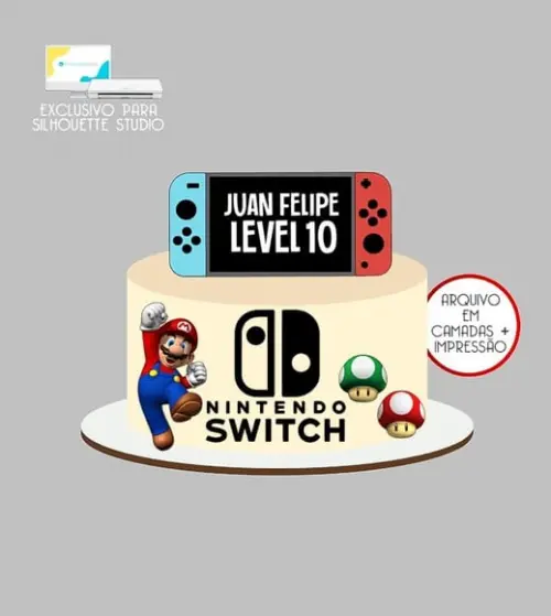 901 - Arquivo Topo de Bolo Nintendo Switch Super Mario