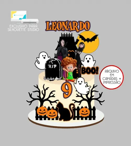 904 - Arquivo Topo de Bolo Halloween Hotel Transilvânia