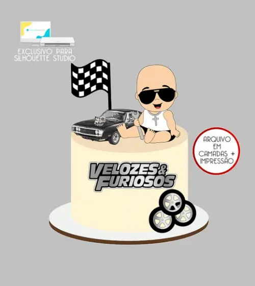 916 - Arquivo Topo de Bolo Velozes e Furiosos Toretto Baby