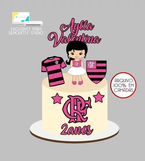 924 - Arquivo Topo de Bolo Flamengo Menina