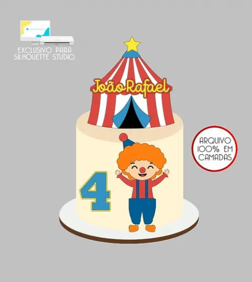 927 - Arquivo Topo de Bolo Circo Palhaço Palhacinho