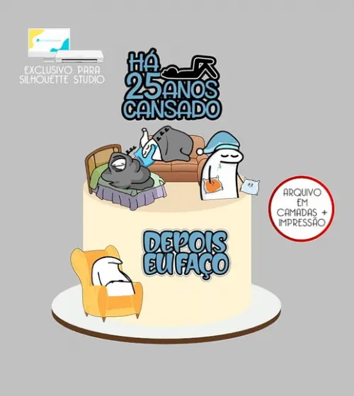 930 - Arquivo Topo de Bolo Bento Flork Cansado