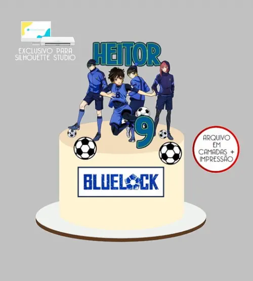 935 - Arquivo Topo de Bolo Futebol Blue Lock