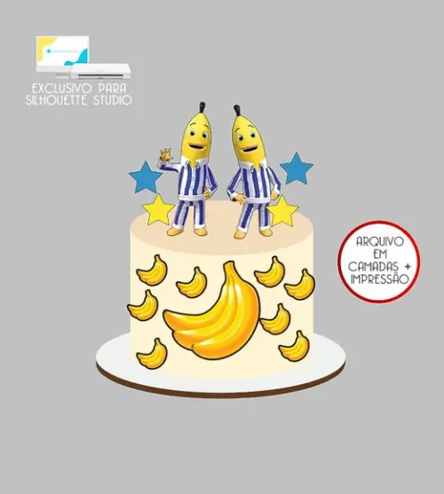 939 - Arquivo Topo de Bolo Bananas de Pijamas