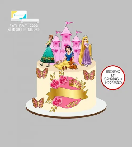 943 - Arquivo Topo de Bolo Princesas Castelos