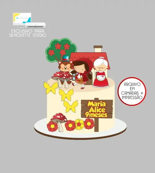 963 - Arquivo Topo de Bolo Chapeuzinho Vermelho