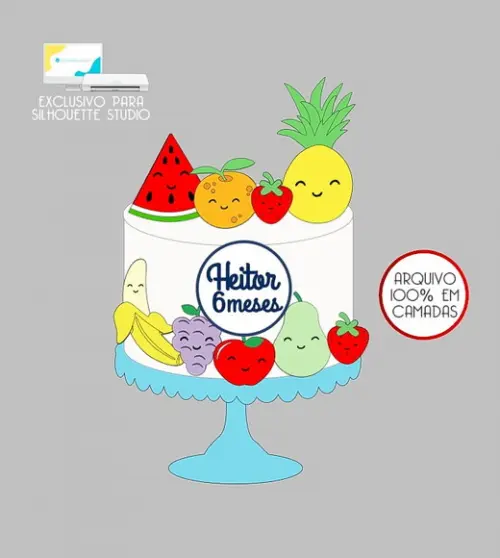 97 - Arquivo Topo de Bolo Frutinhas Frutas