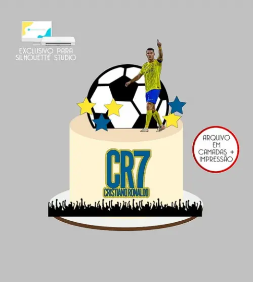 996 - Arquivo Topo de Bolo Futebol Cr7 Al-nassr
