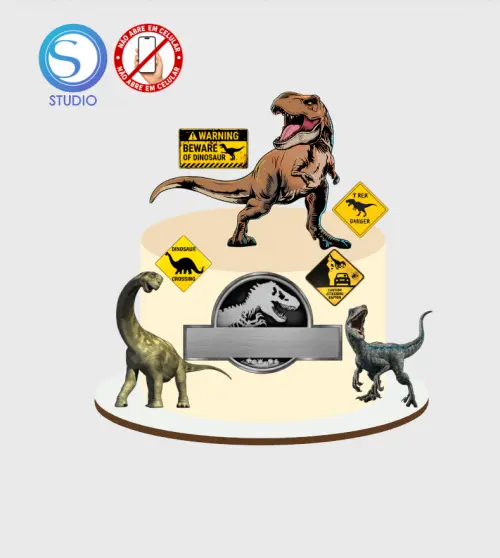 4256 - Arquivo Topo de Bolo Dinossauro Jurassic Park