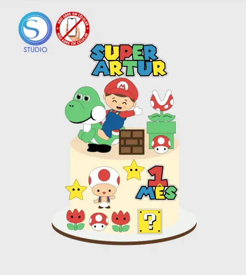 4260 - Arquivo Topo de Bolo Super Mario Baby