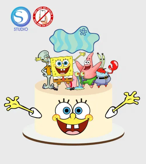 4285 - Arquivo Topo de Bolo Bob Esponja