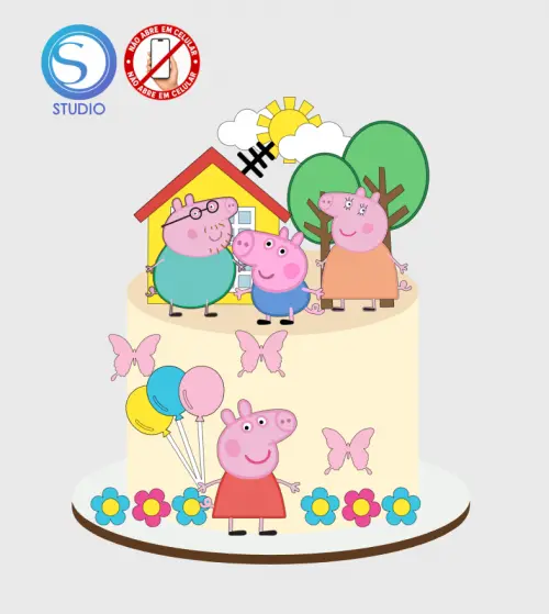 4291 - Arquivo Topo de Bolo Peppa Pig