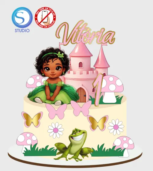 4326 - Arquivo Topo de Bolo Princesa Tiana Baby