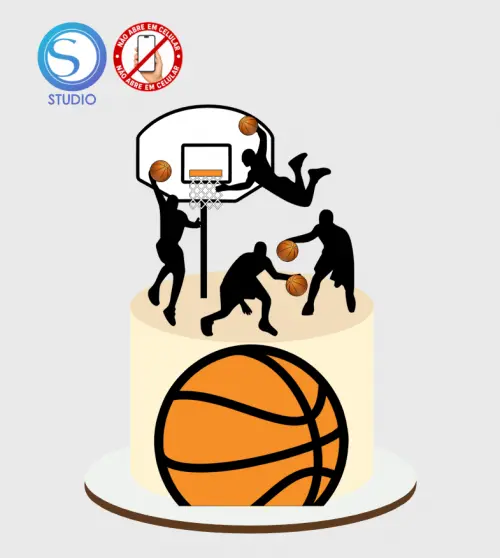 4328 - Arquivo Topo de Bolo Basquete Cesta 3d