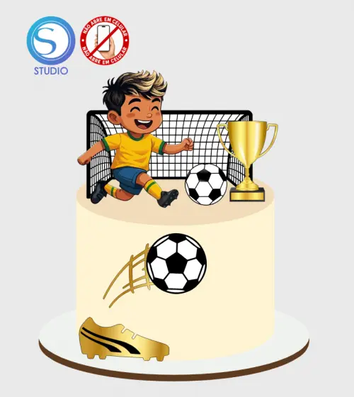 4331 - Arquivo Topo de Bolo Copa do Mundo Brasil Menino
