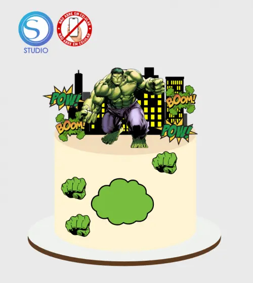 4354 - Arquivo Topo de Bolo Hulk
