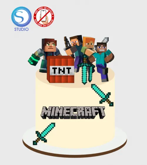 4355 - Arquivo Topo de Bolo Minecraft Tnt 3d