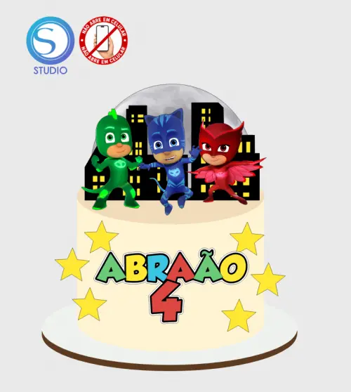 4358 - Arquivo Topo de Bolo Pj Masks