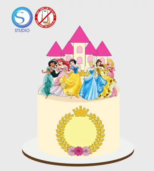 4361 - Arquivo Topo de Bolo Princesas Disney