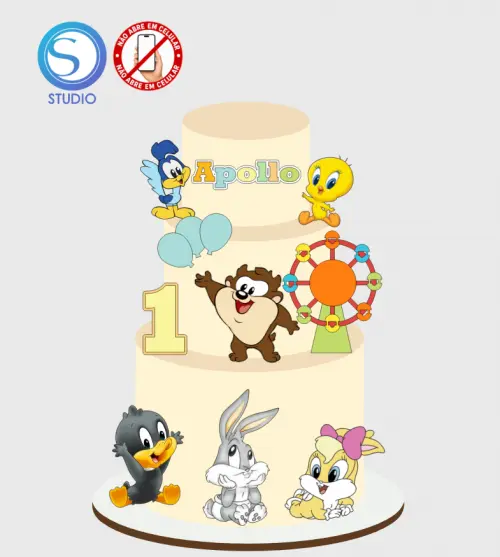 4363 - Arquivo Topo de Bolo Looney Tunes