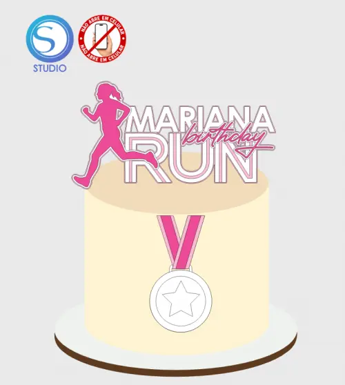 4368 - Arquivo Topo de Bolo Corrida Maratona Mulher