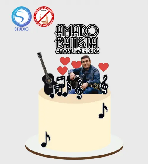 4370 - Arquivo Topo de Bolo Amado Batista Violão