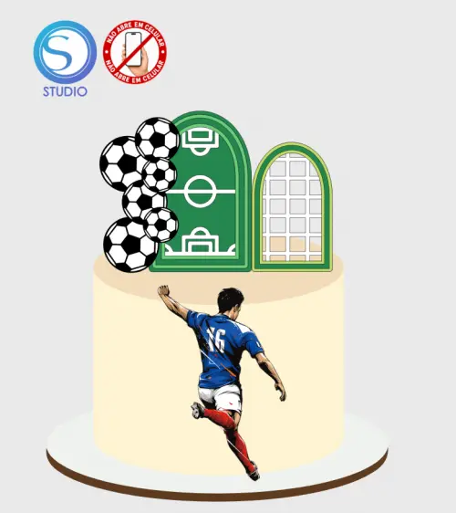 4373 - Arquivo Topo de Bolo Futebol Jogador