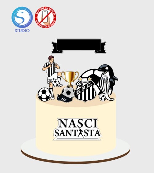 4413 - Arquivo Topo de Bolo Futebol Santos