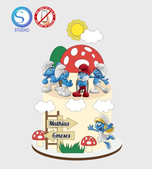 4419 - Arquivo Topo de Bolo os Smurfs