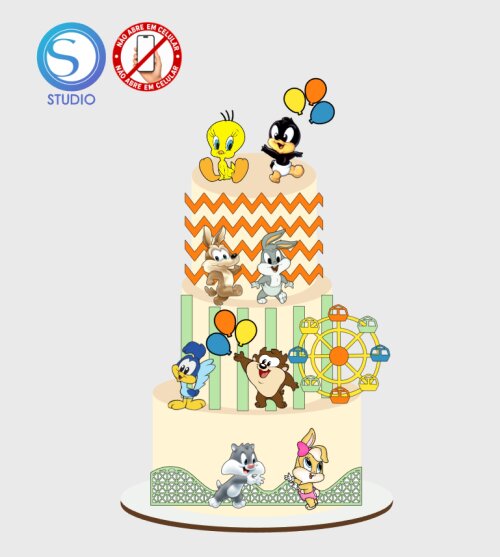 4421- Arquivo Topo de Bolo Looney Tunes