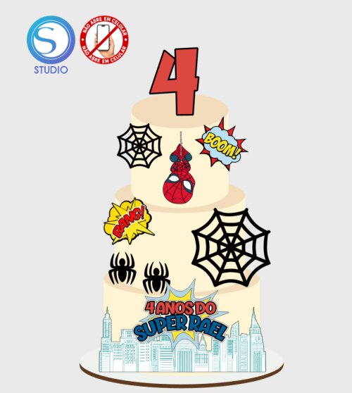 4436 - Arquivo Topo de Bolo Homem Aranha Baby
