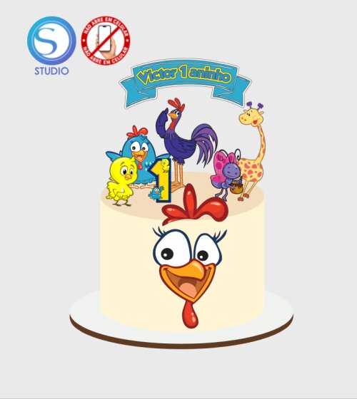 4450 - Arquivo Topo de Bolo Galinha Pintadinha