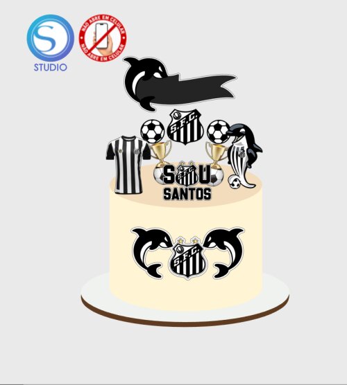 4457 - Arquivo Topo de Bolo Futebol Santos