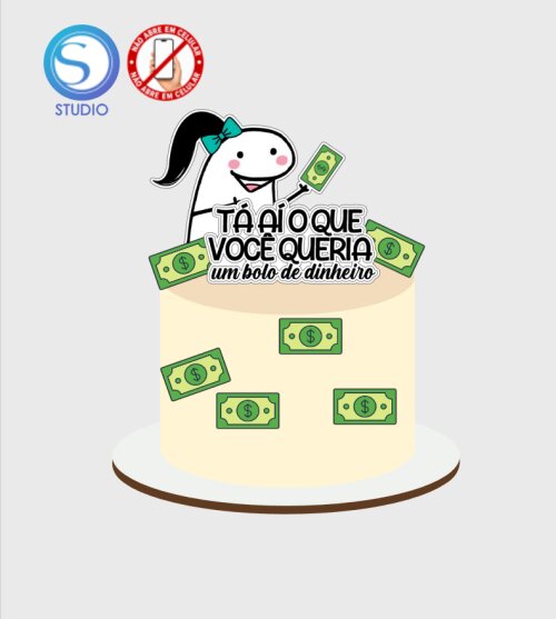 4459 - Arquivo Topo de Bolo Bento Flork Dinheiro