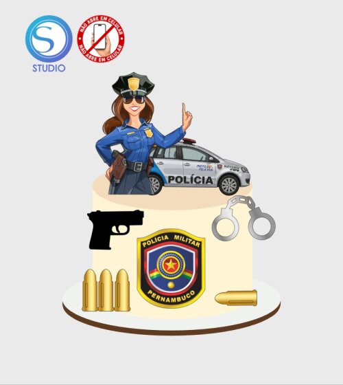 4467 - Arquivo Topo de Bolo Policial Policia Militar Pernambuco