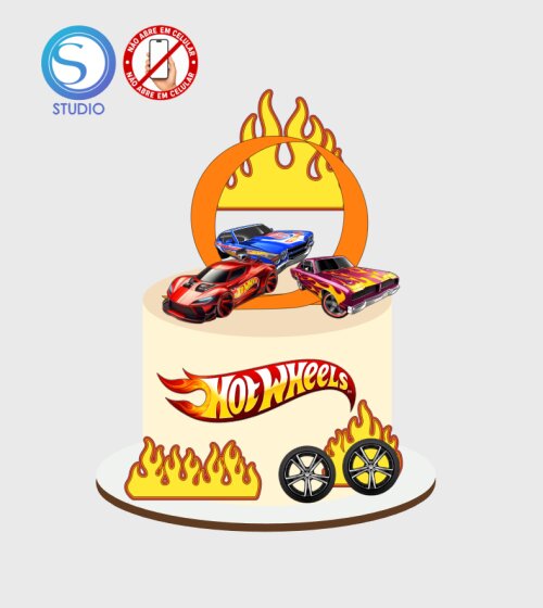4485 - Arquivo Topo de Bolo Hotwheels