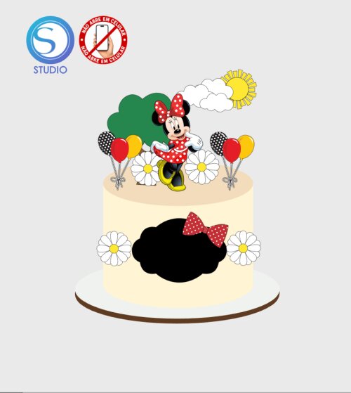 4496 - Arquivo Topo de Bolo Minnie Vermelha