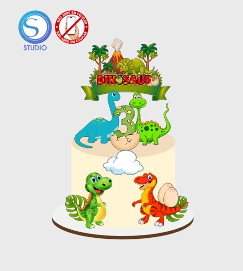 4497 - Arquivo Topo de Bolo Dinossauros