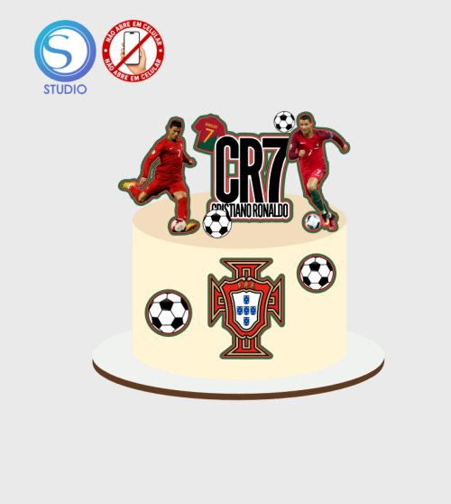 4499  - Arquivo Topo de Bolo Cristiano Ronaldo Cr7 Portugal