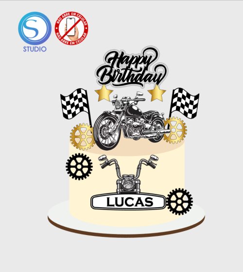 4505 - Arquivo Topo de Bolo Moto Harley Davidson