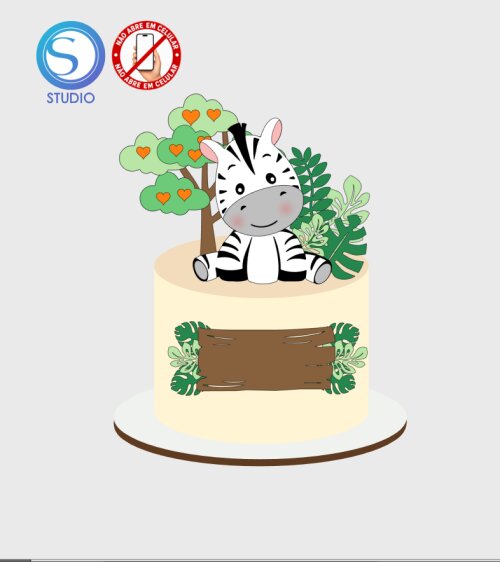 4508 - Arquivo Topo de Bolo Zebra Safari