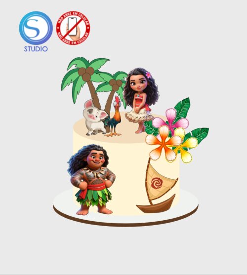 4510 - Arquivo Topo de Bolo Moana Baby