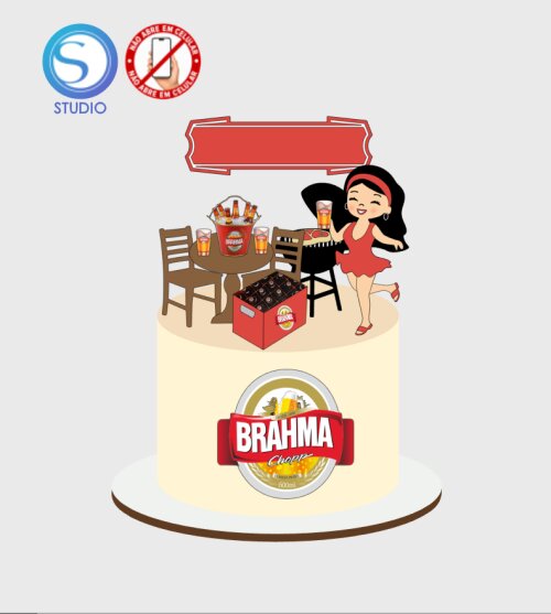4518 - Arquivo Topo de Bolo Boteco Cerveja Brahma Mulher