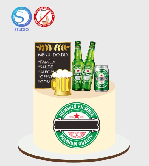 4540 - Arquivo Topo de Bolo Boteco Cerveja Heineken