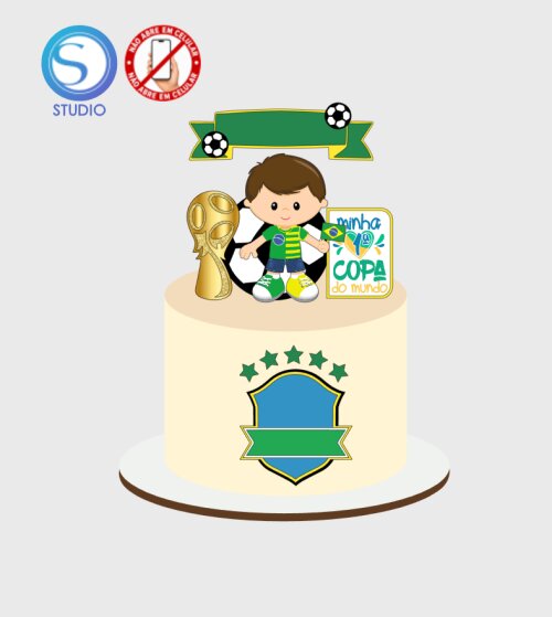 4570 - Arquivo Topo de Bolo Copa do Mundo Brasil Menino Baby