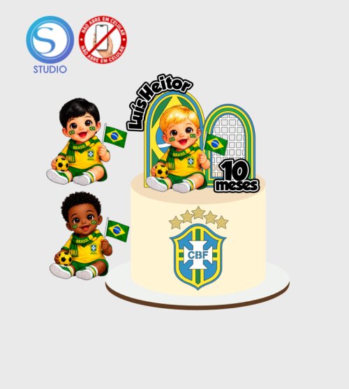 4571 - Arquivo Topo de Bolo Copa do Mundo Brasil Menino Baby