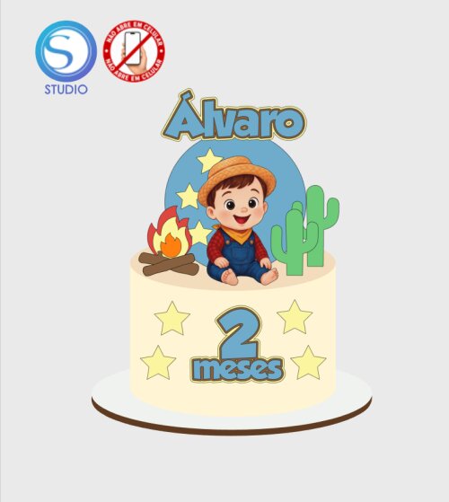 4577 - Arquivo Topo de Bolo Junino Arraiá Menino