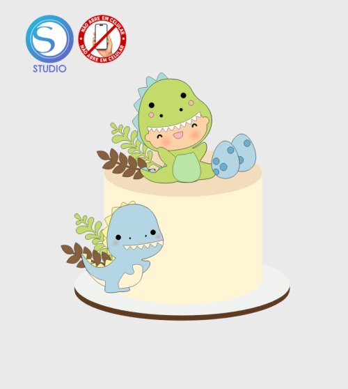 4597 - Arquivo Topo de Bolo Dinossauro Menino Baby