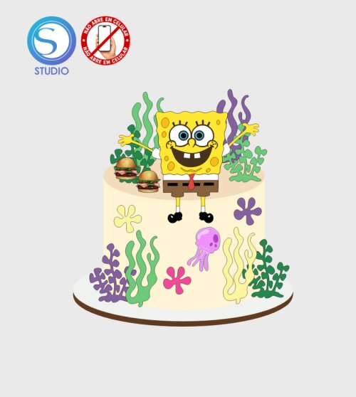 4598 - Arquivo Topo de Bolo Bob Esponja