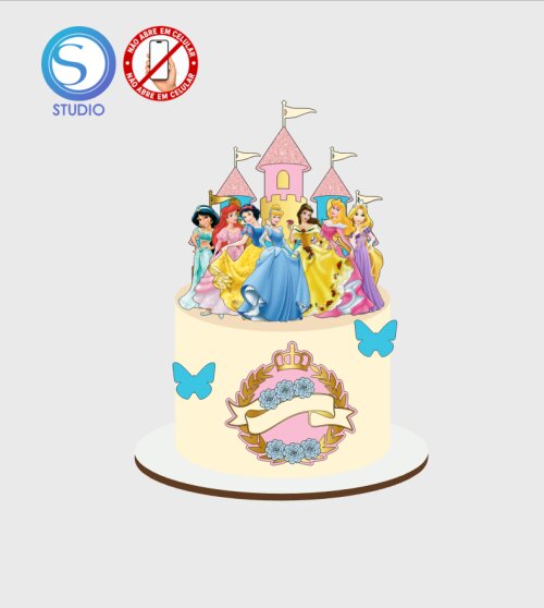 4602 - Arquivo Topo de Bolo Princesas Disney